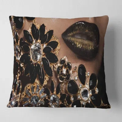 Design Art Female Lips With Jewelry Square Pillow Cover And Insert