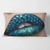 Design Art Female Lips With Lipstick Diamonds Rectangular Pillow Cover & Insert