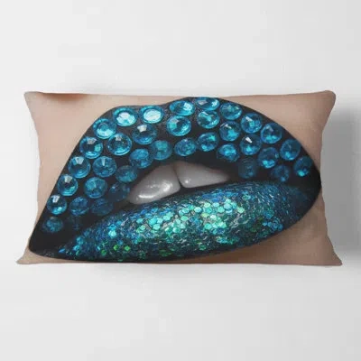 Design Art Female Lips With Lipstick Diamonds Rectangular Pillow Cover & Insert