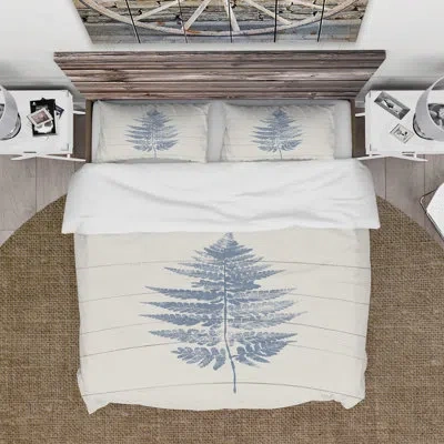Design Art Fern Print On Wood I Duvet Cover Set In Ivory