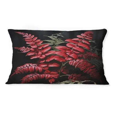 Design Art Ferns Ruby Essence Iii - Ferns Printed Throw Pillow In Green;pink