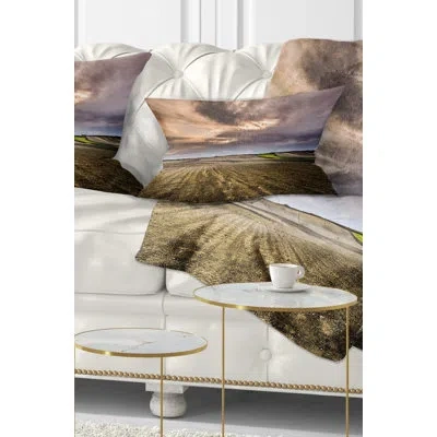 Design Art Field Waiting For Cultivation - Landscape Printed Throw Pillow