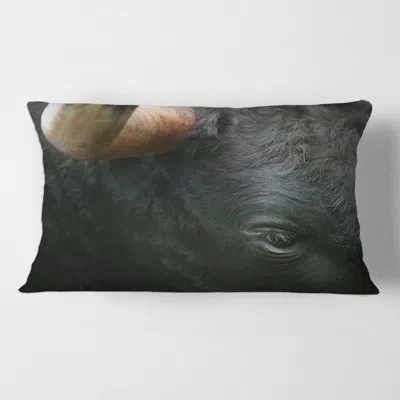 Design Art Fighting Bull Head Close-up Of Eye Rectangular Pillow Cover & Insert
