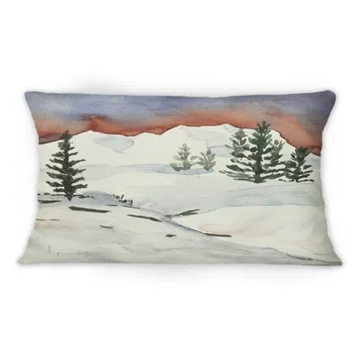 Design Art Fir Trees On Snowy Mountain -1 Traditional Printed Throw Pillow