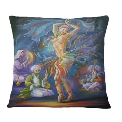 Design Art First Belly Dance In The History Of Egypt - Vintage Printed Throw Pillow In Blue