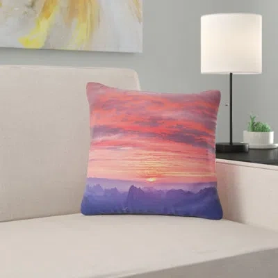 Design Art First Light Morning Sunrise Skyline Photography Square Pillow Cover & Insert In Red