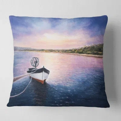Design Art Fishing Boby The Shore During Vibrant Sunset Square Pillow Cover And Insert