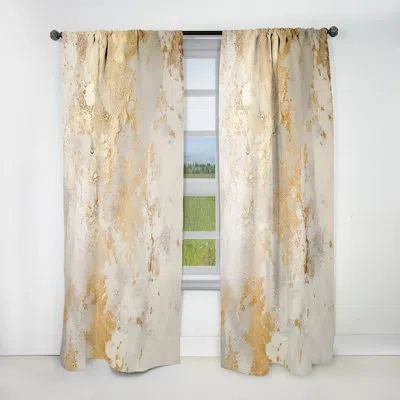 Design Art Fizzs Beige And Gold Fantasy - Modern Curtain - Velvet Room Darkening - 1 Panel In Beige;gold