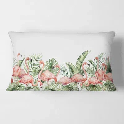 Design Art Flamingos And Palm Leaves And Tropical Birds Rectangular Pillow Cover & Insert