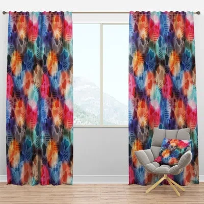 Design Art Floating Hearts With Squared Pattern - Modern Velvet Curtain - Room Darkening - 1 Panel