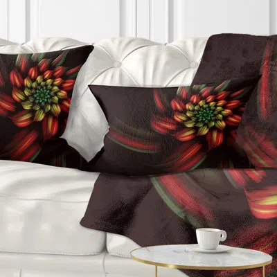 Design Art Floral Abstract Fractal Flower Spiral Lumbar Pillow