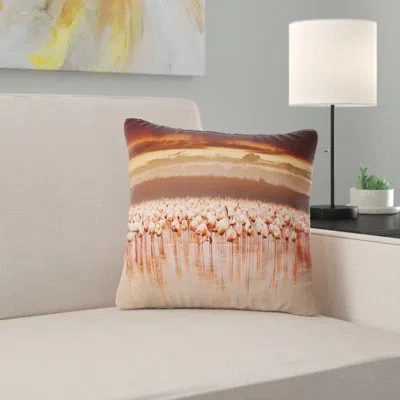 Design Art Floral African Flamingos View At Sunset Throw Pillow In Pink