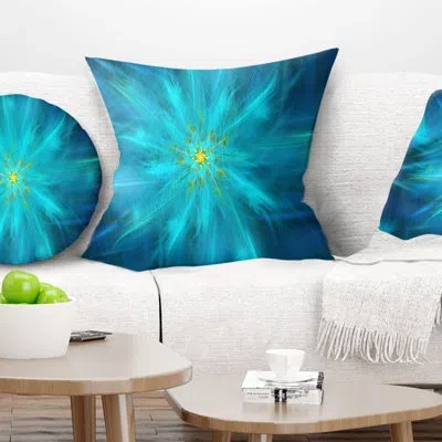 Design Art Floral Amazing Dance Of Petals Square Pillow Cover & Insert In Blue