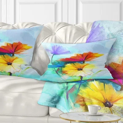 Design Art Floral Amazing Water Of Spring Daisies Lumbar Pillow