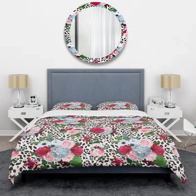 Design Art Floral Animal Design - Animals Duvet Cover Set - Microfiber Polyester In Pink,blue