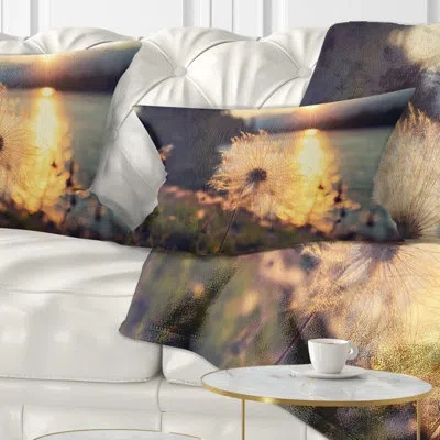 Design Art Floral Arctic Cotton Flowers At Sunset Lumbar Pillow