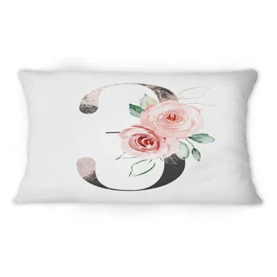 Design Art Floral Art Design With Number Three I - Traditional Printed Throw Pillow 1