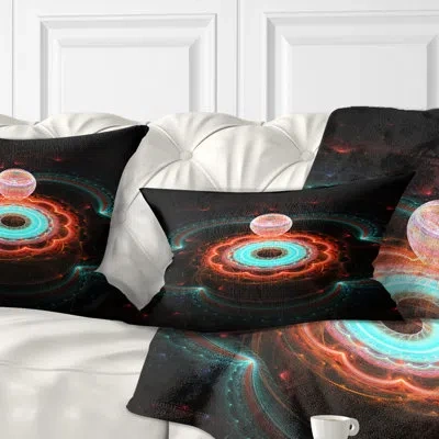 Design Art Floral Balloon Over Fractal Colo Area Lumbar Pillow
