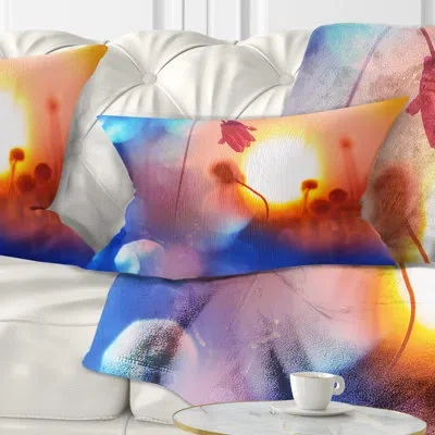 Design Art Floral Beautiful Blurred Flowers At Sunset Lumbar Pillow