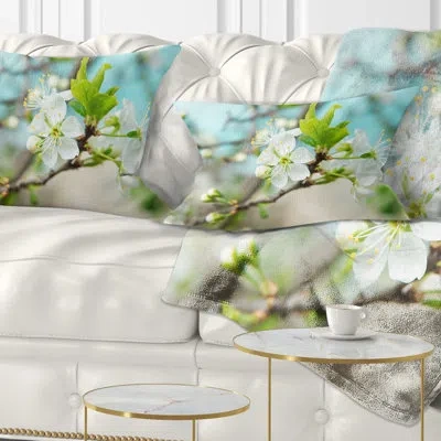 Design Art Floral Beautiful Cherry Blossom N Spring Lumbar Pillow
