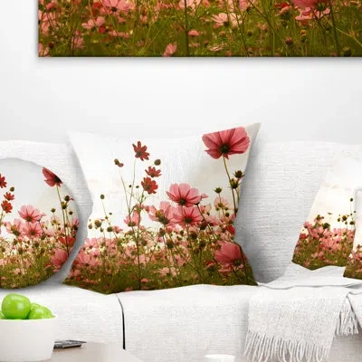 Design Art Floral Beautiful Cosmos Flowers Garden Throw Pillow In Pink