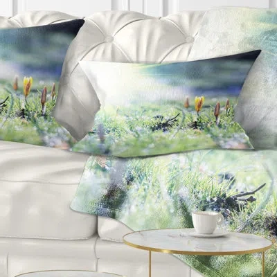 Design Art Floral Beautiful First Spring Flowers At Dawn Lumbar Pillow
