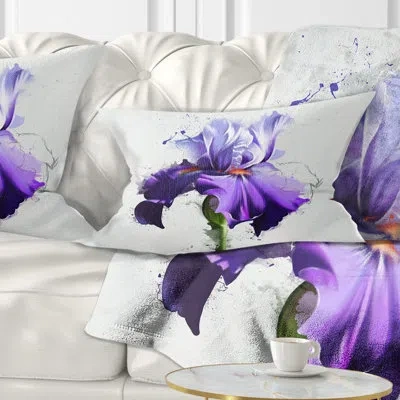 Design Art Floral Beautiful Iris Watercolor Sketch Lumbar Pillow