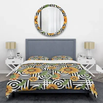 Design Art Floral Botanical Ii Mid-century Duvet Cover Set In Yellow