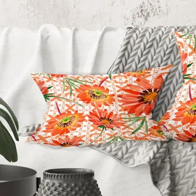 Design Art Floral Botanical Retro I - Mid-century Modernprinted Throw Pillow