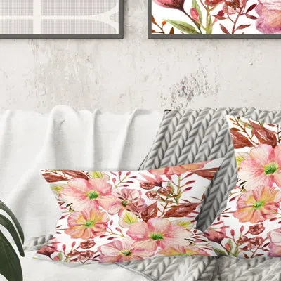 Design Art Floral Botanical Retro Ii - Mid-century Modernprinted Throw Pillow
