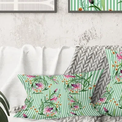 Design Art Floral Botanical Retro Ix - Mid-century Modern Printed Throw Pillow