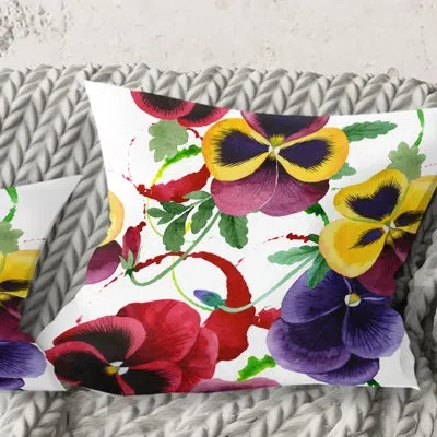 Design Art Floral Botanical Retro Viii - Mid-century Modernprinted Throw Pillow In Purple