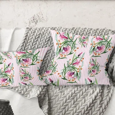 Design Art Floral Botanical Retro X - Mid-century Modernprinted Throw Pillow In Pink