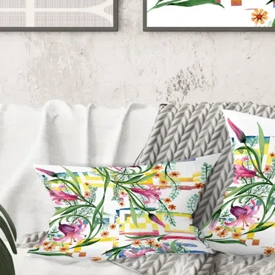 Design Art Floral Botanical Retro Xi - Mid-century Modernprinted Throw Pillow