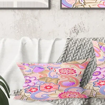Design Art Floral Botanical Retro Xiii - Mid-century Modern Printed Throw Pillow
