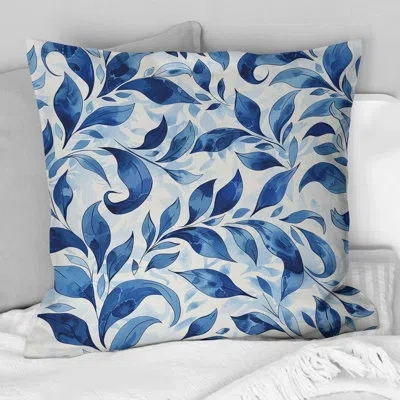 Design Art Floral Breeze Ii - Glam Throw Pillow In Blue;white
