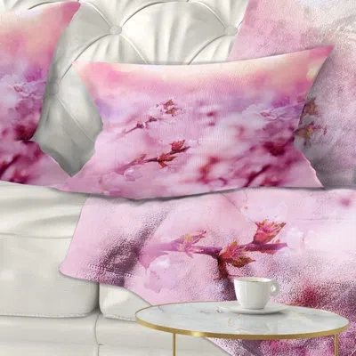 Design Art Floral Close Up View Of Blossoming Cherry Lumbar Pillow