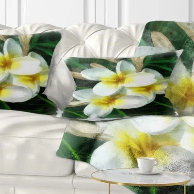 Design Art Floral Cute Frangipani Flowers Watercolor Lumbar Pillow