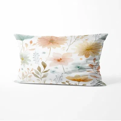 Design Art Floral Decorative Cushion - Yellow Four Seasons Bloom Printed Throw Pillow In White;yellow