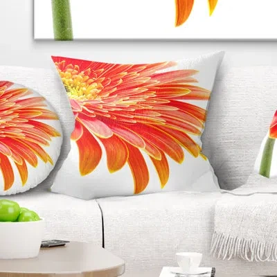 Design Art Floral Gerbera On Background Pillow In White;orange