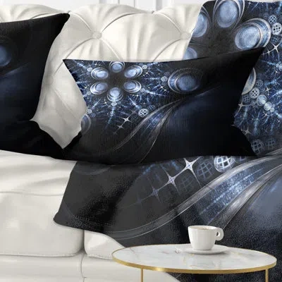 Design Art Floral Glittering Curvy Stylish Fractal Flower Lumbar Pillow