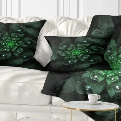 Design Art Floral Glowing Crystal Fractal Flower Lumbar Pillow
