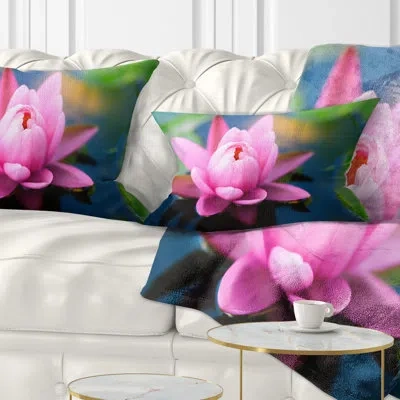 Design Art Floral Large Lotus Flower In The Pond Lumbar Pillow