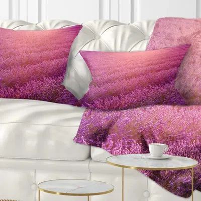 Design Art Floral Lavender Field And Ray Of Light Pillow Cover & Insert