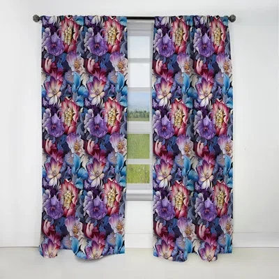 Design Art Floral Mirage Tropical Pattern Iii - Floral Curtain - Blackout Floral Curtain - 1 Panels In Pink;purple