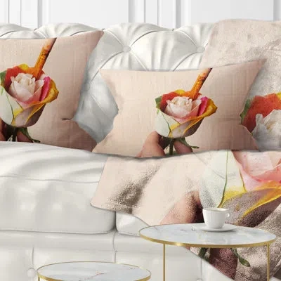 Design Art Floral Person Painting Beautiful Rose Lumbar Pillow