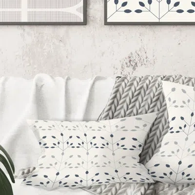 Design Art Floral Retro Botanical Pattern I - Mid-century Modern Printed Throw Pillow