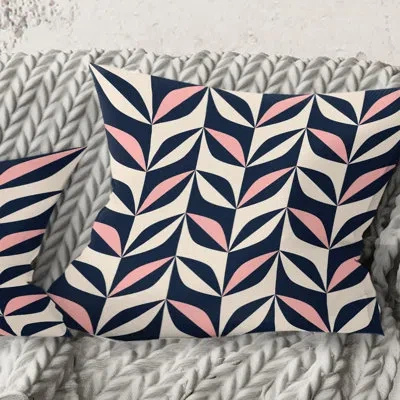 Design Art Floral Retro Botanical Pattern Iii - Mid-century Modern Printed Throw Pillow In Pink
