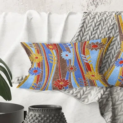 Design Art Floral Retro Pattern Iii - Mid-century Modernprinted Throw Pillow