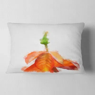 Design Art Floral Rose Flower Stem With Shed Petals Lumbar Pillow In Orange